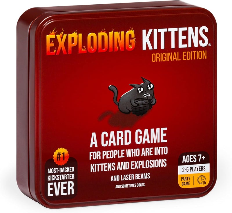 Exploding Kittens Original Edition in Collectible Tin - Fun & Hilarious Card Game for Kids and Adults, Ideal for Party Family Game Night and Party, 56 Cards Included - Image 1